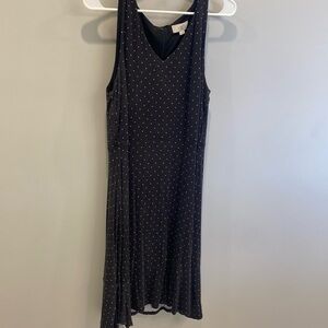 Black and white polka dot midi length Loft outlet dress.